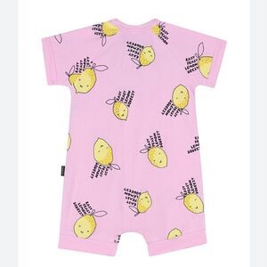 Wondersuit Zip Romper Short Slv Easy Peasy Lemon Squeezy Pink/Yellow 12-18M Nwt